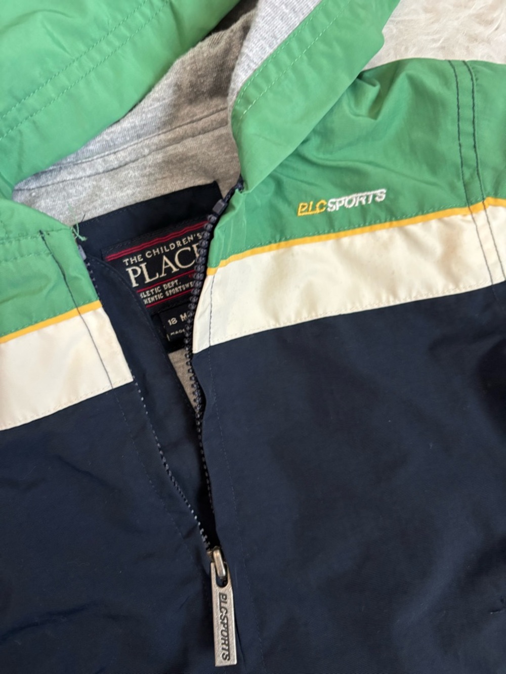 The Children's Place Green & Navy Hooded Spring Windbreaker/Rain Jacket - Picture 3 of 5